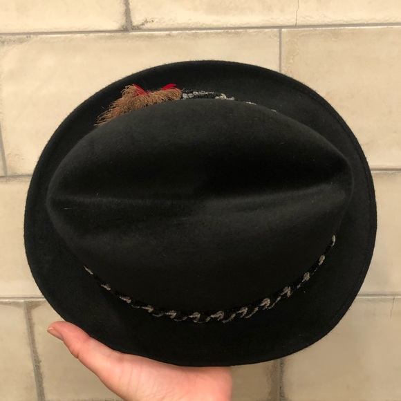 Bonar Phelps black men’s dress hat fedora 10x short brim gray feather elk red - Picture 7 of 14